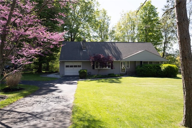 100 Parkview Dr, Erwin, NY 14870 - view of front of home with a garage, a front yard, driveway, and a chimney