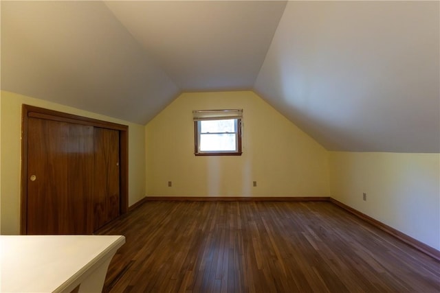 100 Parkview Dr, Erwin, NY 14870 - additional living space with dark wood finished floors, vaulted ceiling, and baseboards