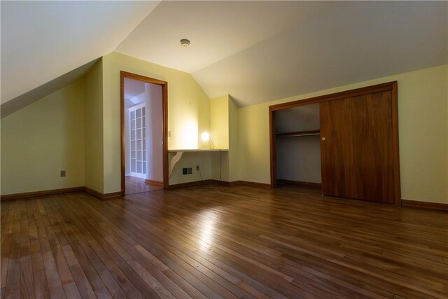 100 Parkview Dr, Erwin, NY 14870 - bonus room with dark wood finished floors, vaulted ceiling, and baseboards