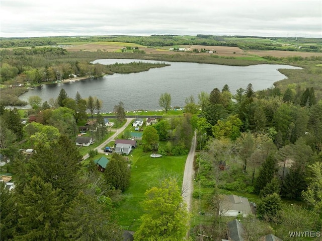 aerial overview of property's location with a nearby body of water