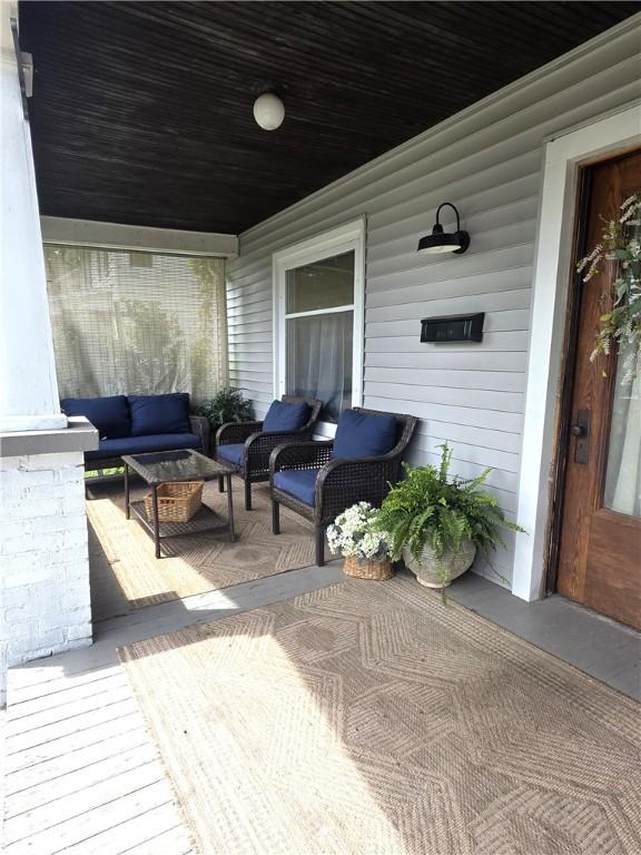 119 Verona St, Elmira, NY 14903 - wooden deck featuring an outdoor hangout area