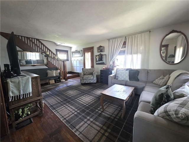 119 Verona St, Elmira, NY 14903 - living area with stairway and wood finished floors