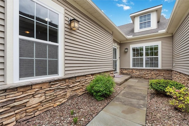 119 Star Gaze Cir, Manlius, NY 13066 - entrance to property with stone siding and roof with shingles