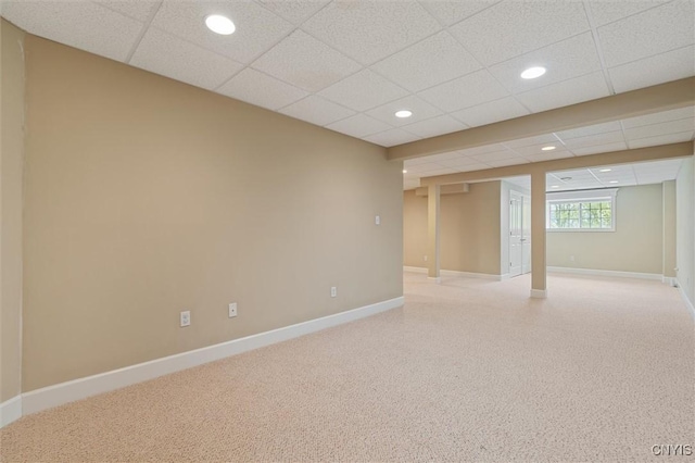 119 Star Gaze Cir, Manlius, NY 13066 - carpeted spare room featuring recessed lighting, baseboards, and a paneled ceiling