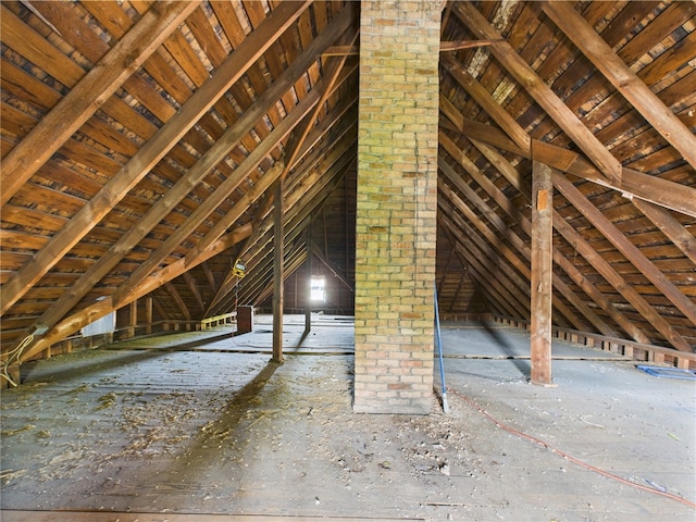 view of unfinished attic