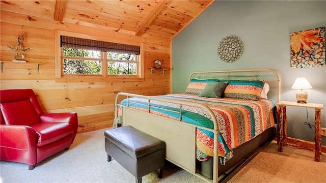 1267 S Lake Rd, Middlesex, NY 14507 - carpeted bedroom featuring wood walls and wood ceiling