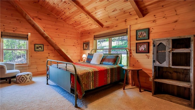 1267 S Lake Rd, Middlesex, NY 14507 - carpeted bedroom featuring wooden ceiling and wooden walls