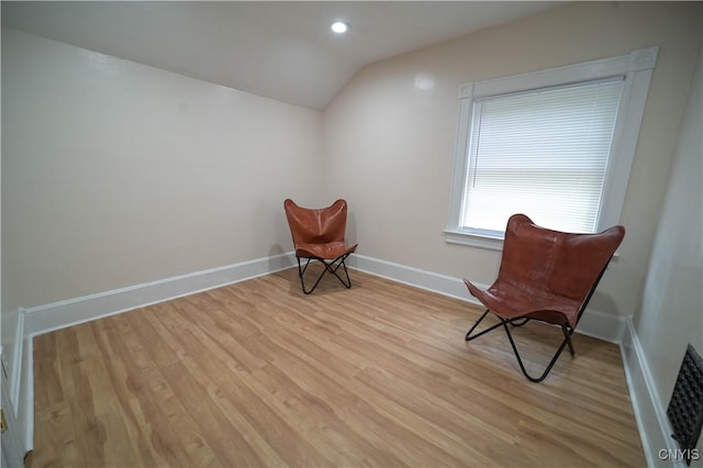 11 White St, Kirkland, NY 13323 - sitting room with vaulted ceiling, light wood-style floors, baseboards, and recessed lighting