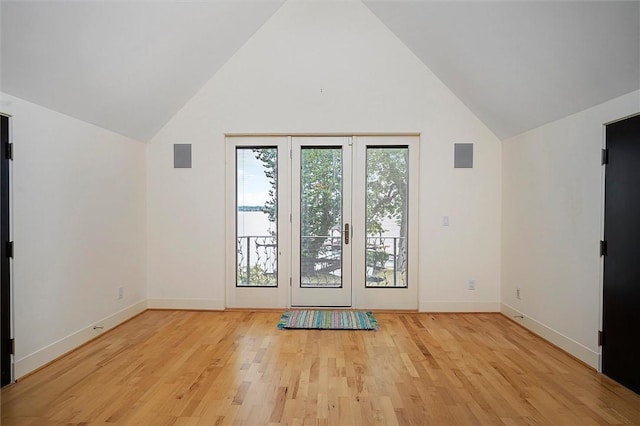 4331 Tichenor Point Dr, Canandaigua-Town, NY 14424 - bonus room with baseboards, high vaulted ceiling, and light wood-style flooring