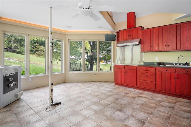 4331 Tichenor Point Dr, Canandaigua-Town, NY 14424 - kitchen with a sink, under cabinet range hood, and a ceiling fan