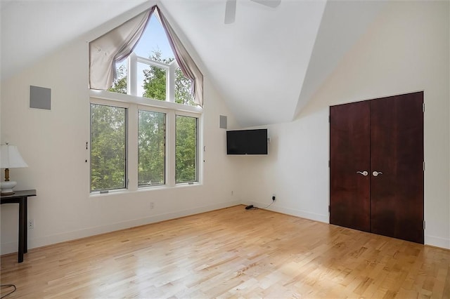 4331 Tichenor Point Dr, Canandaigua-Town, NY 14424 - bonus room with lofted ceiling, light wood finished floors, a ceiling fan, and baseboards