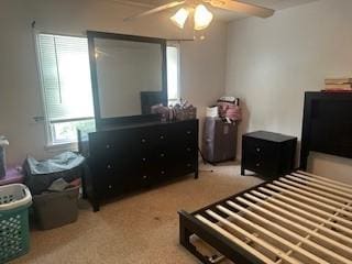 bedroom featuring carpet flooring and ceiling fan