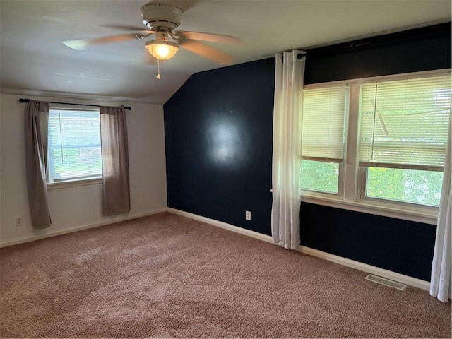 167 Rogers Pkwy, Irondequoit, NY 14617 - spare room with a ceiling fan, carpet, lofted ceiling, and baseboards