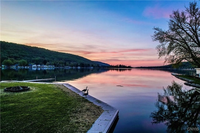 657 W Cottage Ln, Deruyter, NY 13052 - water view with a fire pit and a boat dock