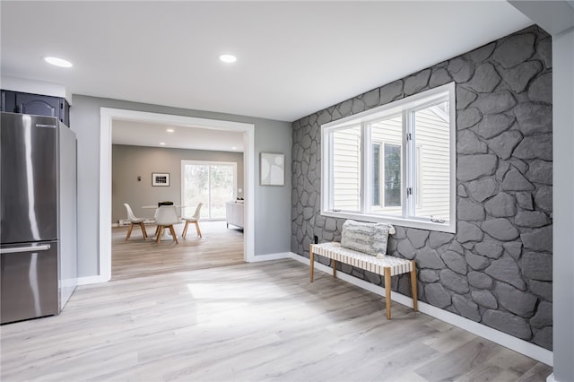 848 Weiland Rd, Greece, NY 14626 - sitting room with light wood-style floors, baseboards, and recessed lighting