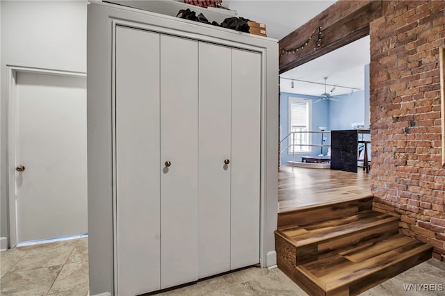 125 Edward St Unit 2G, Buffalo, NY 14201 - hall with brick wall