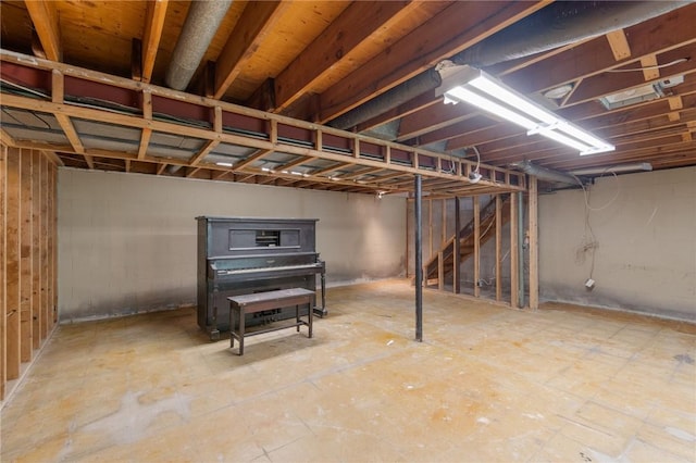 unfinished below grade area with stairs