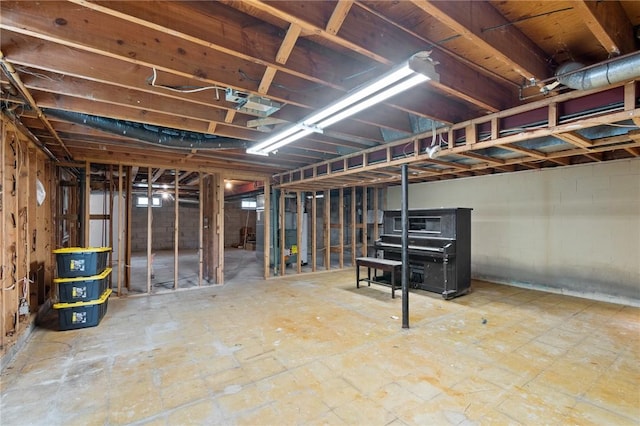 view of unfinished basement