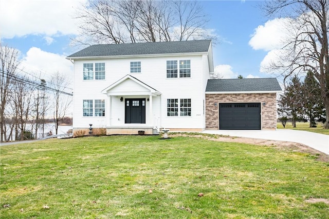 1965 Main St, Carlton, NY 14571 - colonial inspired home with driveway, a garage, and a front yard