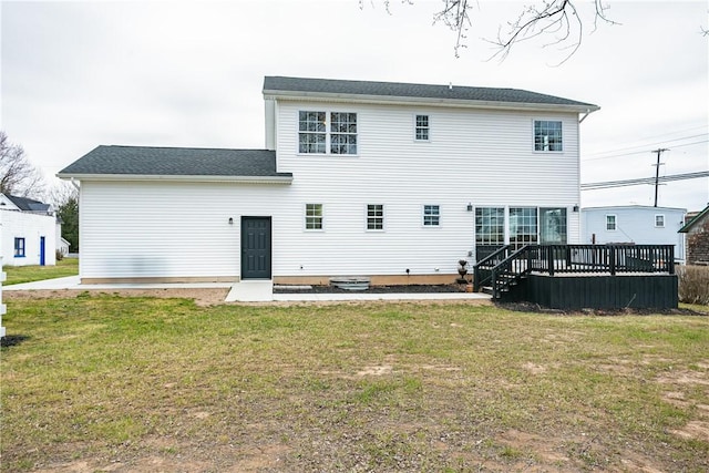 1965 Main St, Carlton, NY 14571 - rear view of property featuring a yard and a wooden deck