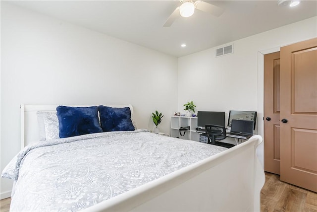 1965 Main St, Carlton, NY 14571 - bedroom featuring wood finished floors, recessed lighting, and a ceiling fan