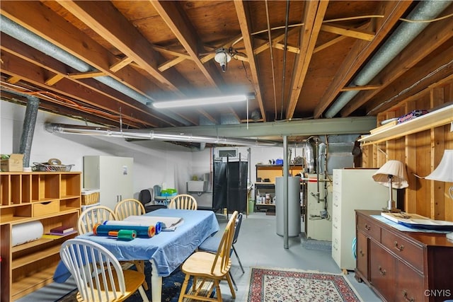 unfinished basement with water heater