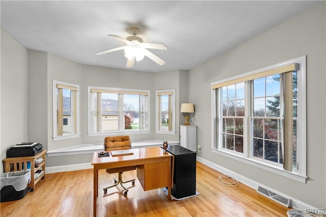 8312 Partridgeberry Dr, Lysander, NY 13027 - office with plenty of natural light, light wood finished floors, and ceiling fan