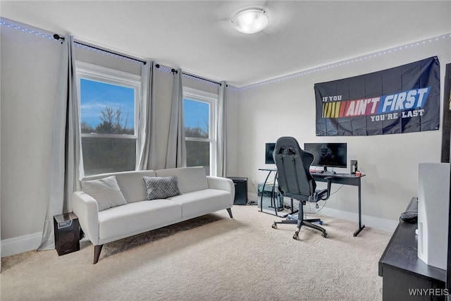 office area with carpet floors and baseboards