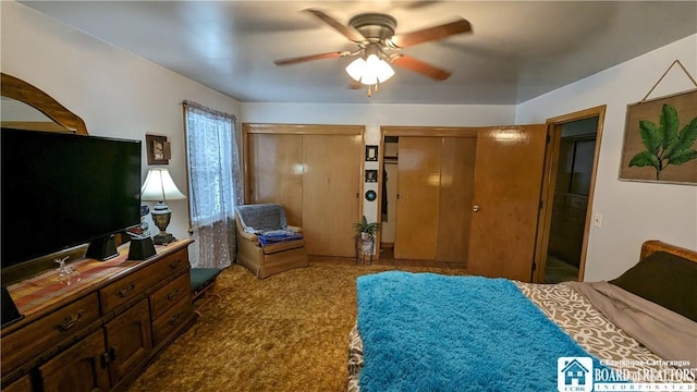 3738 E Lake Rd, Dunkirk-Town, NY 14048 - carpeted bedroom featuring multiple closets and ceiling fan