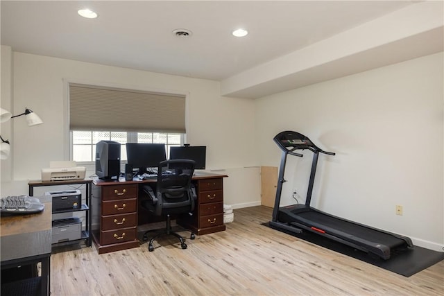 318 Wexford Ln, Horseheads, NY 14845 - home office with wood finished floors, recessed lighting, and baseboards