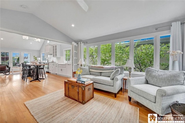 3 Maple Ave, Chautauqua, NY 14722 - living area featuring vaulted ceiling and light wood finished floors