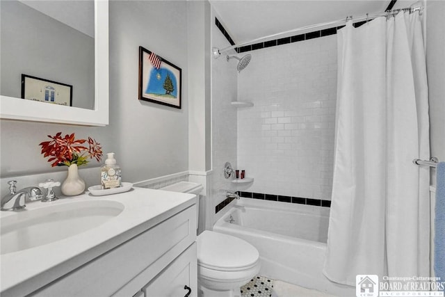 3 Maple Ave, Chautauqua, NY 14722 - full bathroom with shower / bathtub combination with curtain, vanity, and toilet