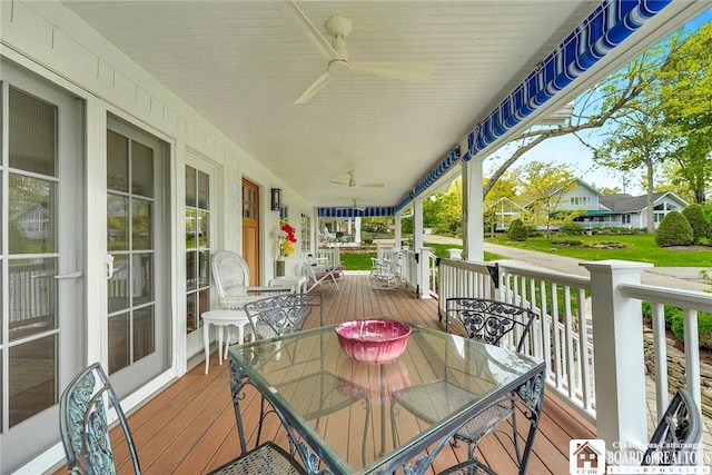 3 Maple Ave, Chautauqua, NY 14722 - wooden porch featuring ceiling fan