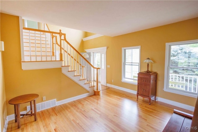 490 Hidden Falls Rd, Tully, NY 13159 - foyer entrance with stairway, wood finished floors, and baseboards