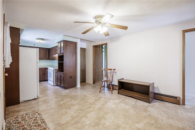 89 Chapel St, Mount Morris, NY 14510 - living room featuring ceiling fan, light floors, a baseboard heating unit, and a baseboard radiator