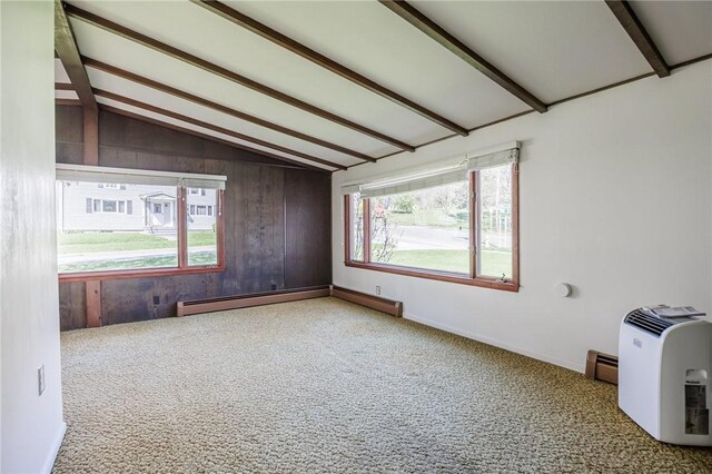 89 Chapel St, Mount Morris, NY 14510 - carpeted spare room featuring wood walls and baseboard heating