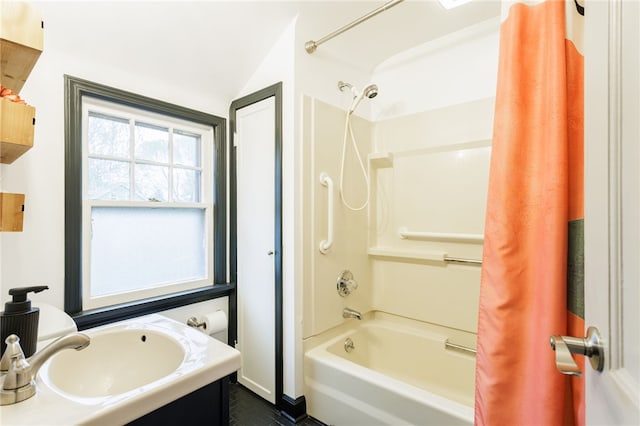 164 Elm Dr, Rochester, NY 14609 - bathroom with shower / tub combo with curtain and vanity