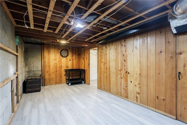 164 Elm Dr, Rochester, NY 14609 - below grade area featuring wood finished floors and wood walls