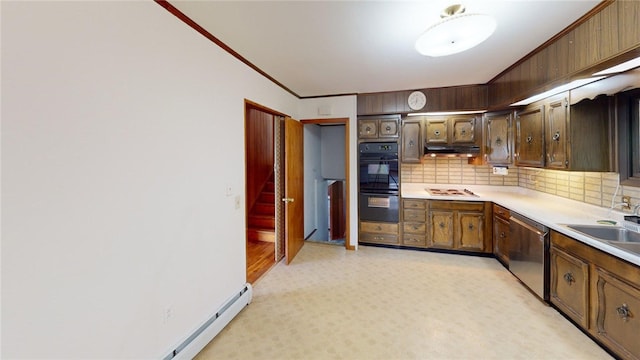 22 Suncrest Ter, Oneonta-City, NY 13820 - kitchen featuring dishwasher, decorative backsplash, white cooktop, ornamental molding, and light countertops