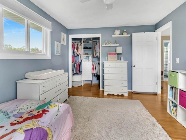 163 Lyncourt Park, Greece, NY 14612 - bedroom featuring a closet, wood finished floors, and a ceiling fan