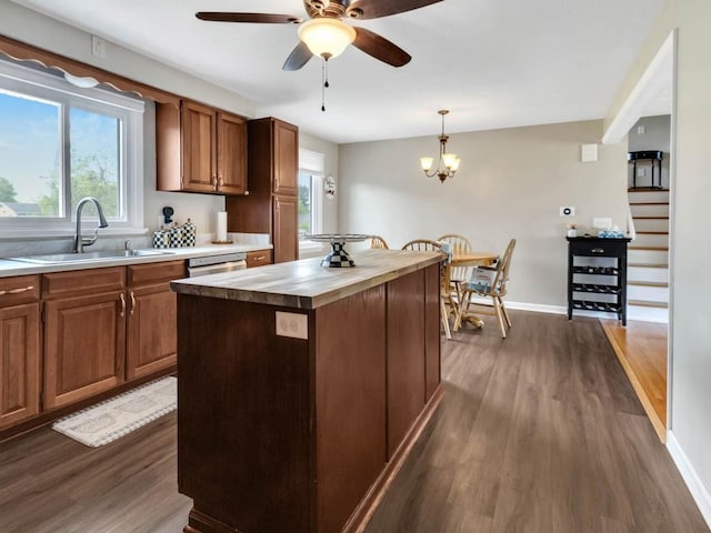 163 Lyncourt Park, Greece, NY 14612 - kitchen featuring a sink, dark wood-style flooring, butcher block counters, and plenty of natural light