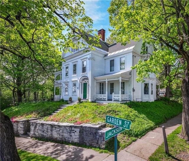 528 Garden St, Little Falls-City, NY 13365 - view of front of house with a chimney and a porch