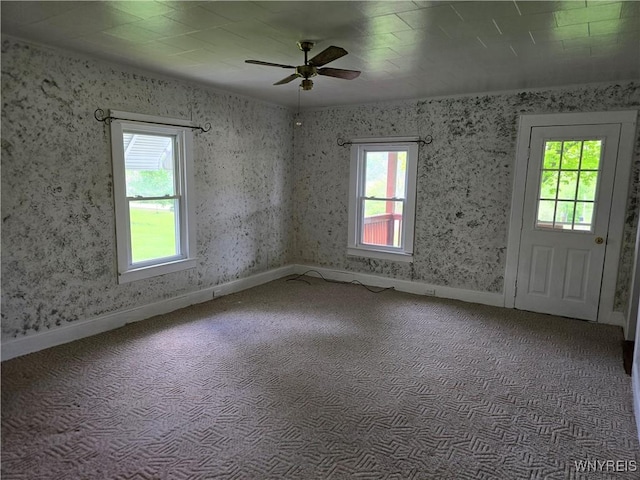 2282 Rte 305, Clarksville, NY 14727 - carpeted empty room featuring ceiling fan and baseboards