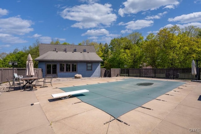 240 Mucky Run Rd, Frankfort, NY 13340 - view of swimming pool featuring a diving board, a patio, and fence
