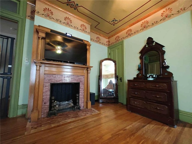 440 Park Ave, Barton, NY 14892 - sitting room featuring wood finished floors and a brick fireplace