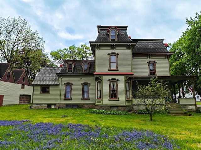 440 Park Ave, Barton, NY 14892 - rear view of property with mansard roof, a lawn, a high end roof, and a porch