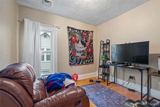 119 Charles Ave, Geddes, NY 13209 - living room featuring wood finished floors, baseboards, and a textured ceiling