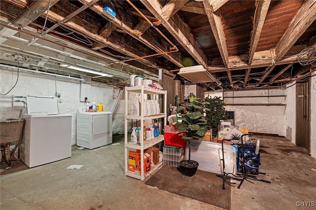 119 Charles Ave, Geddes, NY 13209 - unfinished basement featuring washing machine and clothes dryer