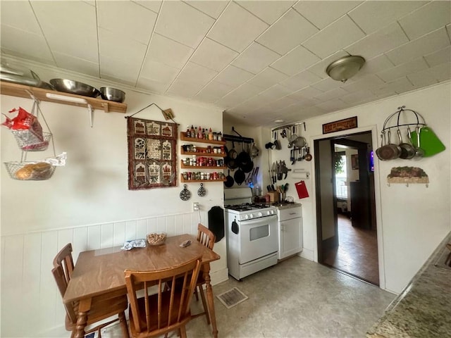 11 Gilbert St, Oneonta-City, NY 13820 - kitchen with white gas range and wainscoting