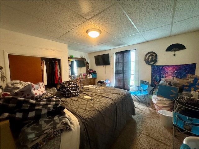11 Gilbert St, Oneonta-City, NY 13820 - carpeted bedroom with a paneled ceiling and a closet